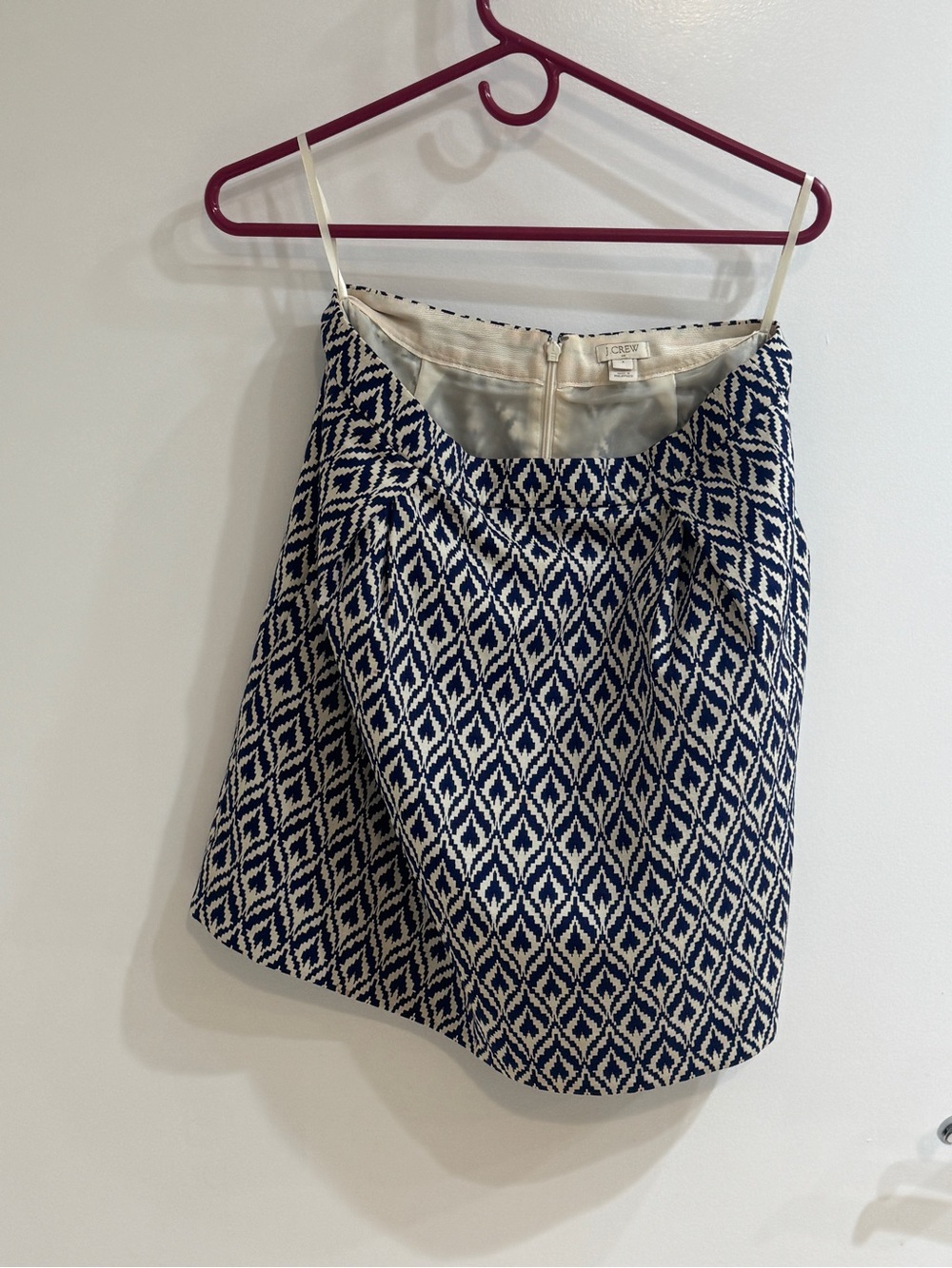 J. Crew Navy and White Diamond Jacquard Mini Skirt
